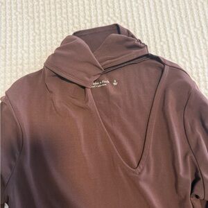 Abercrombie & Fitch Soft AF Twist Neck Brown Long Sleeve Bodysuit